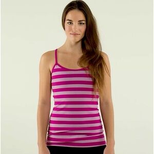 Lululemon Pink Striped Y back Tank Top Size 2